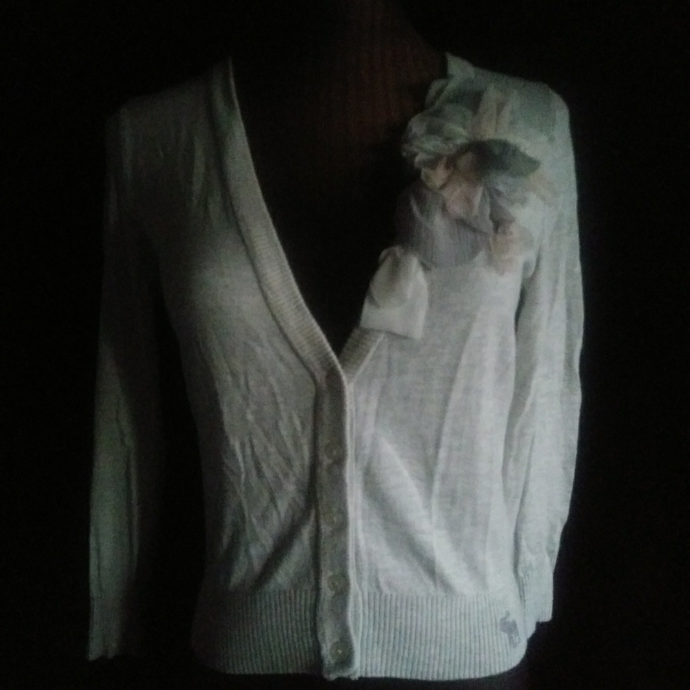 ABERCROMBIE & FITCH Cardigan Top Light Gray Flower
